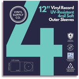 Vinyl Supply Co. - Vinyl Record Outer Sleeve 12" UV-Resistant 4mil Poly Outer Sleeves (25 pack)