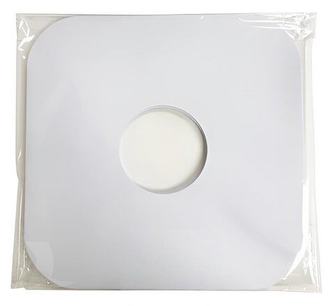 12" Record White Paper Inner Sleeves - Round Corners - With Hole