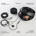 Meze 99 Classics Walnut Gold | Wired Over-Ear Headphones with Mic and Self Adjustable Headband | Classic Wooden Closed-Back Headset for Audiophiles - Vinyl Provisions