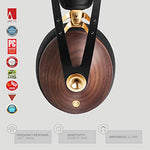 Meze 99 Classics Walnut Gold | Wired Over-Ear Headphones with Mic and Self Adjustable Headband | Classic Wooden Closed-Back Headset for Audiophiles - Vinyl Provisions