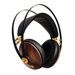 Meze 99 Classics Walnut Gold | Wired Over-Ear Headphones with Mic and Self Adjustable Headband | Classic Wooden Closed-Back Headset for Audiophiles - Vinyl Provisions