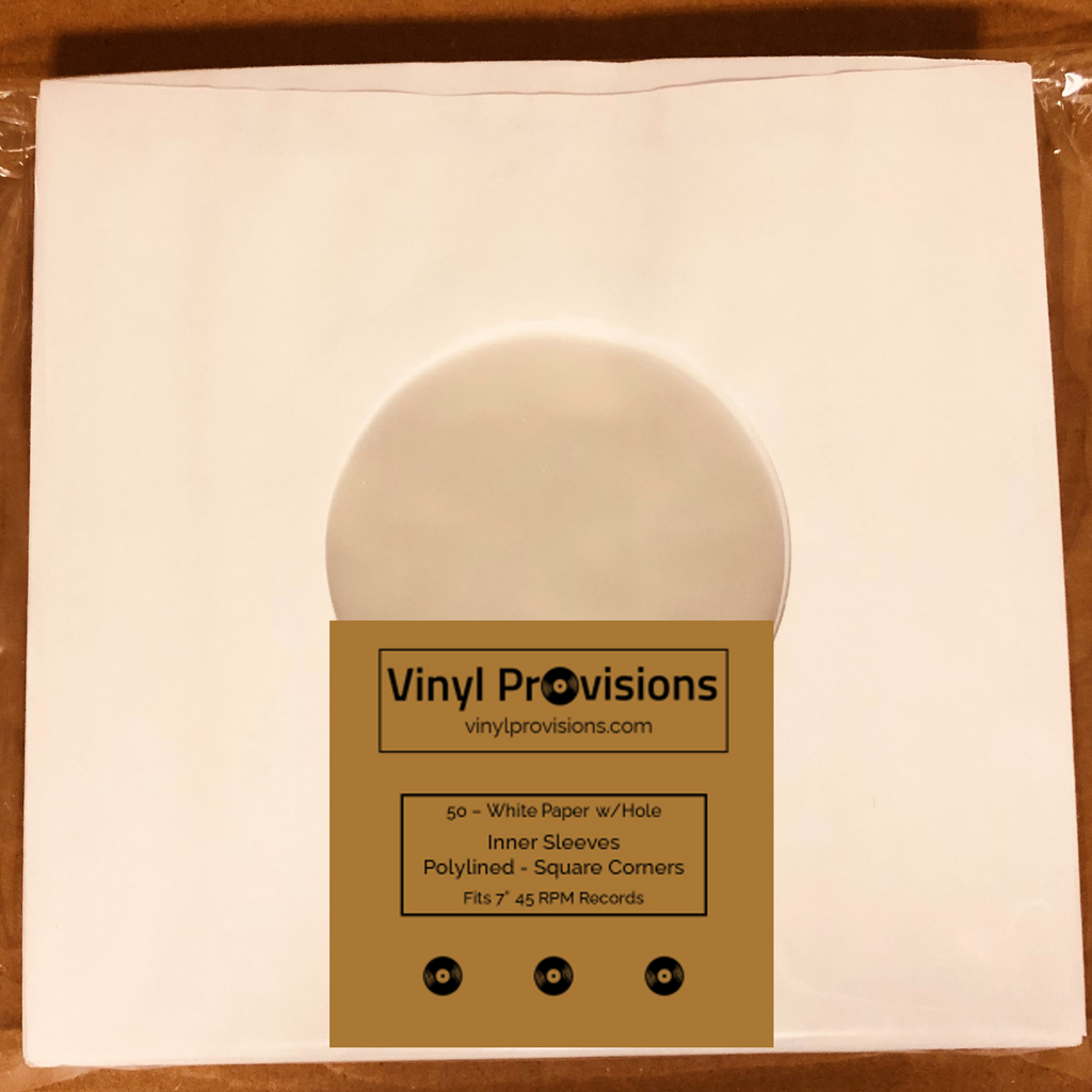 12 Inch Record Paper Inner Sleeves - Polylined - With Hole - White