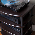 Pangea Audio Vulcan Four Shelf Audio Rack, Media Stand, and Components Cabinet 4 Shelf Black - Vinyl Provisions